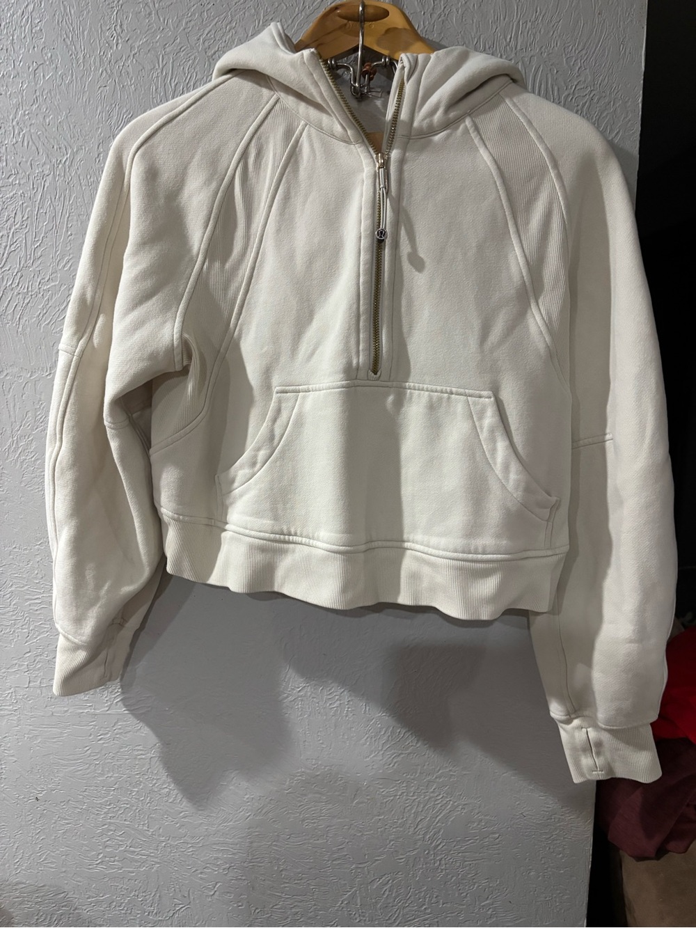 Lululemon Scuba Oversized Half-Zip Pullover Hoodie in Bone White/Gold Sz XS/S